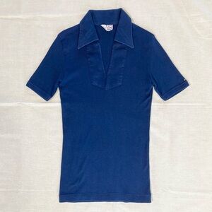 Vintage 70s LEFT BANK Tight Deep V Polo | S
